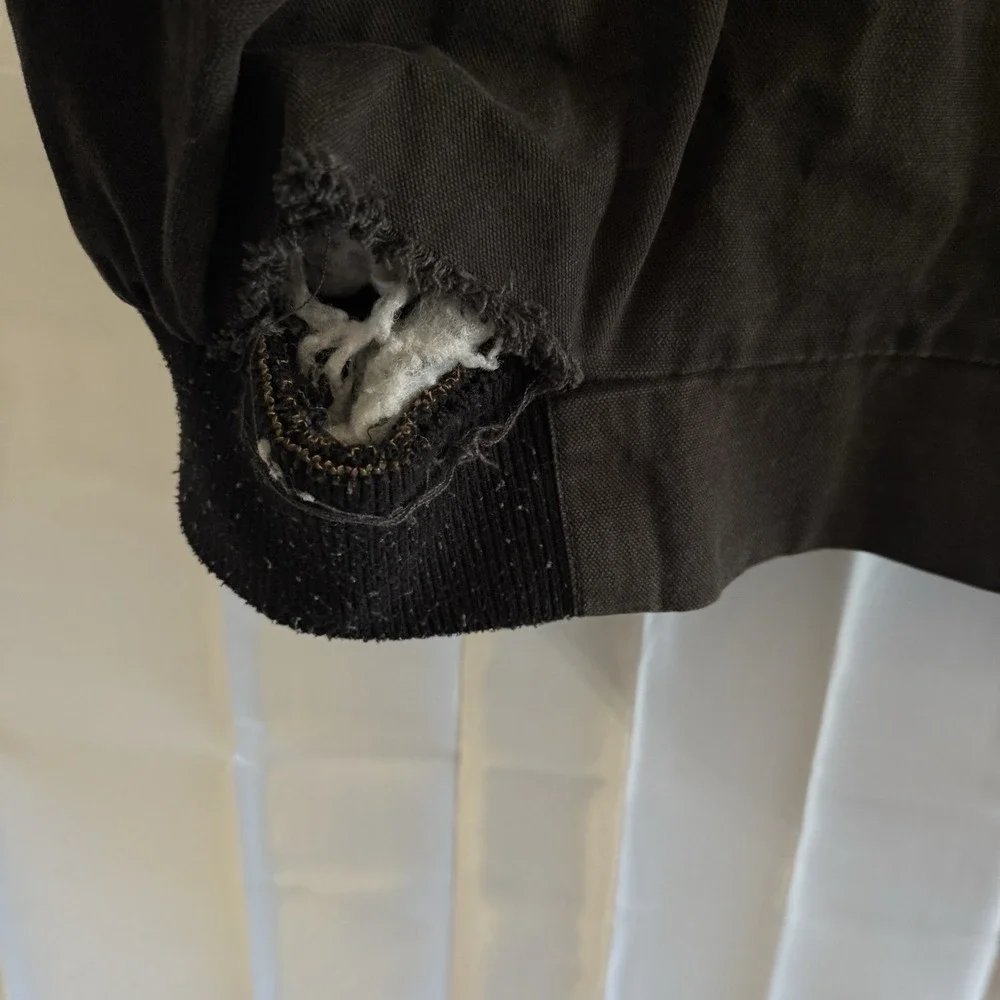 Key Mens 3XL Jacket Hooded Workwear Zip Black Canvas Quilt Lined‎ Thrashed Coat